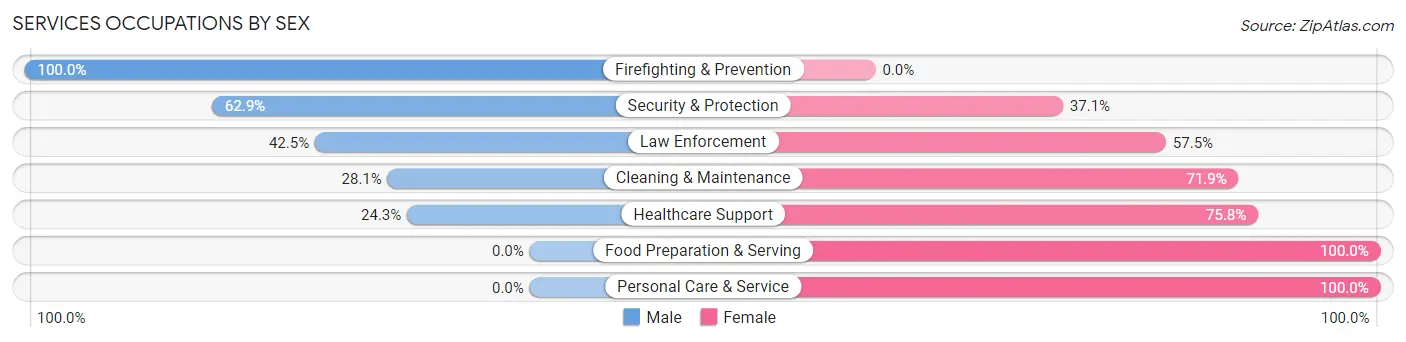 Services Occupations by Sex in Zip Code 65622