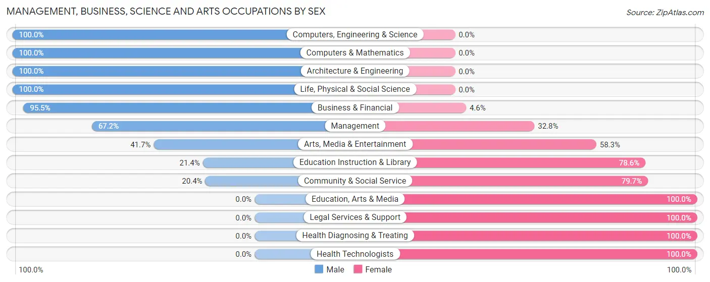Management, Business, Science and Arts Occupations by Sex in Zip Code 65669