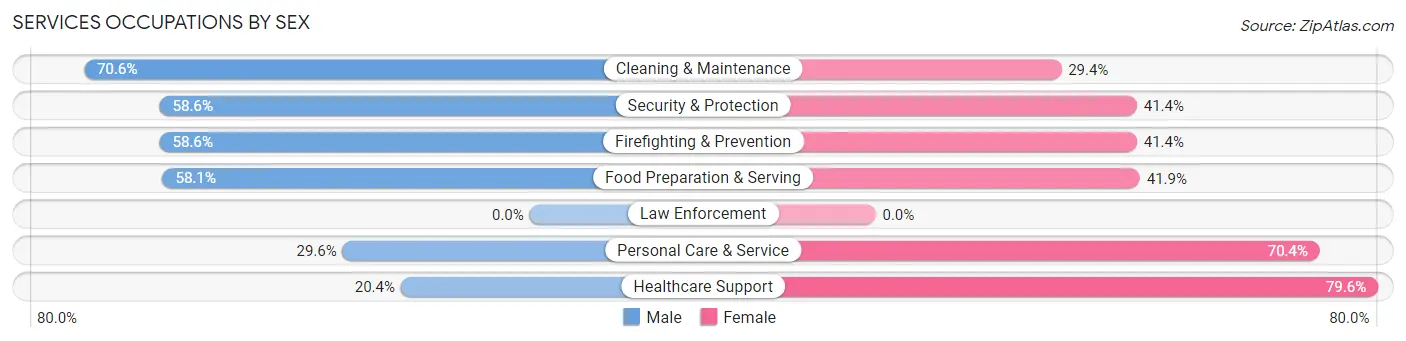 Services Occupations by Sex in Zip Code 65713