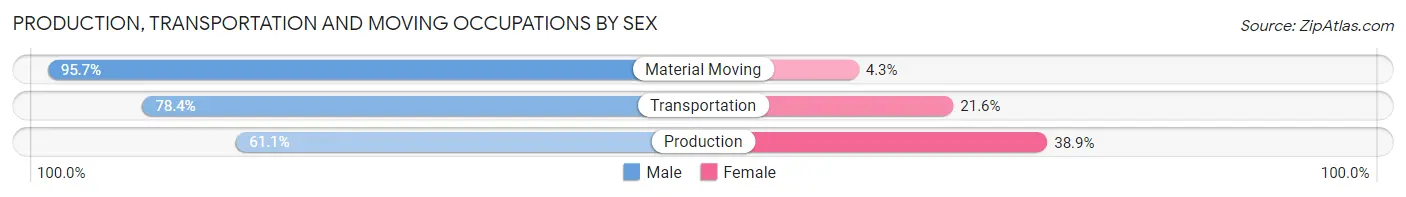 Production, Transportation and Moving Occupations by Sex in Zip Code 65723