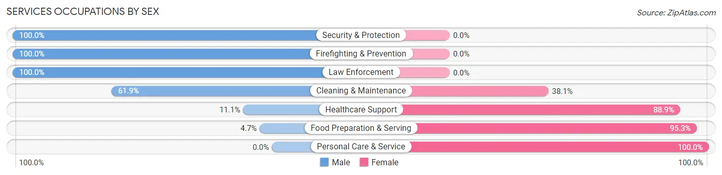 Services Occupations by Sex in Zip Code 65723