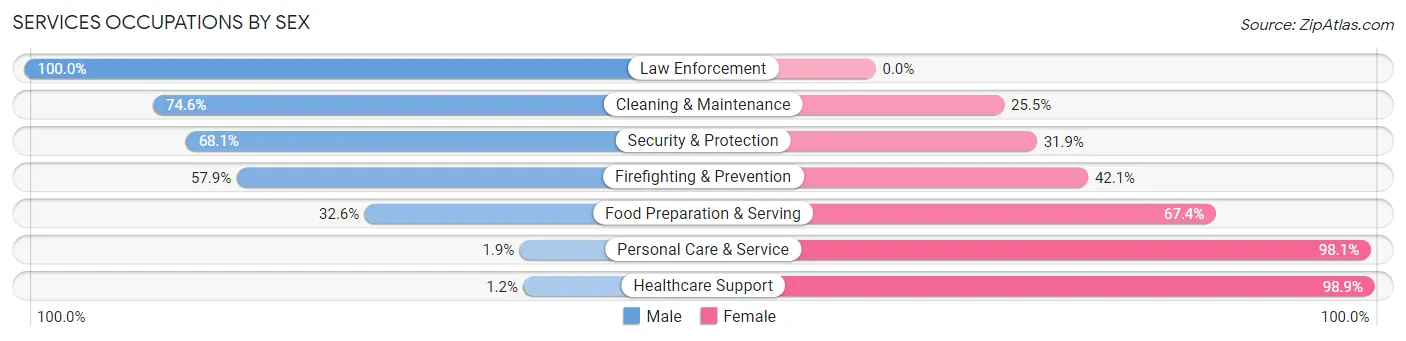 Services Occupations by Sex in Zip Code 66203