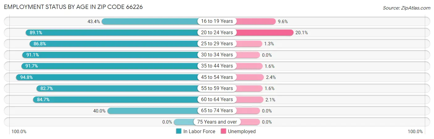 Employment Status by Age in Zip Code 66226