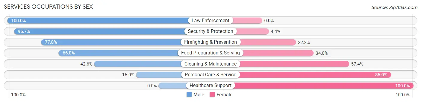 Services Occupations by Sex in Zip Code 66610