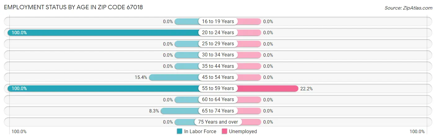 Employment Status by Age in Zip Code 67018