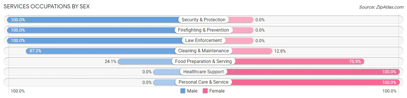 Services Occupations by Sex in Zip Code 67026