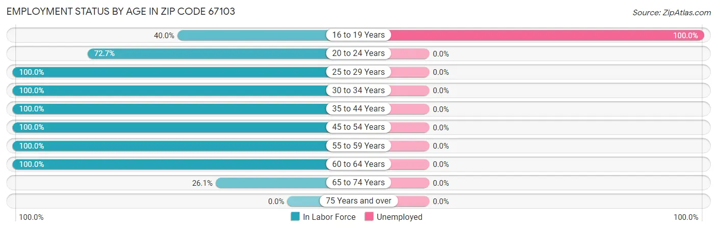 Employment Status by Age in Zip Code 67103