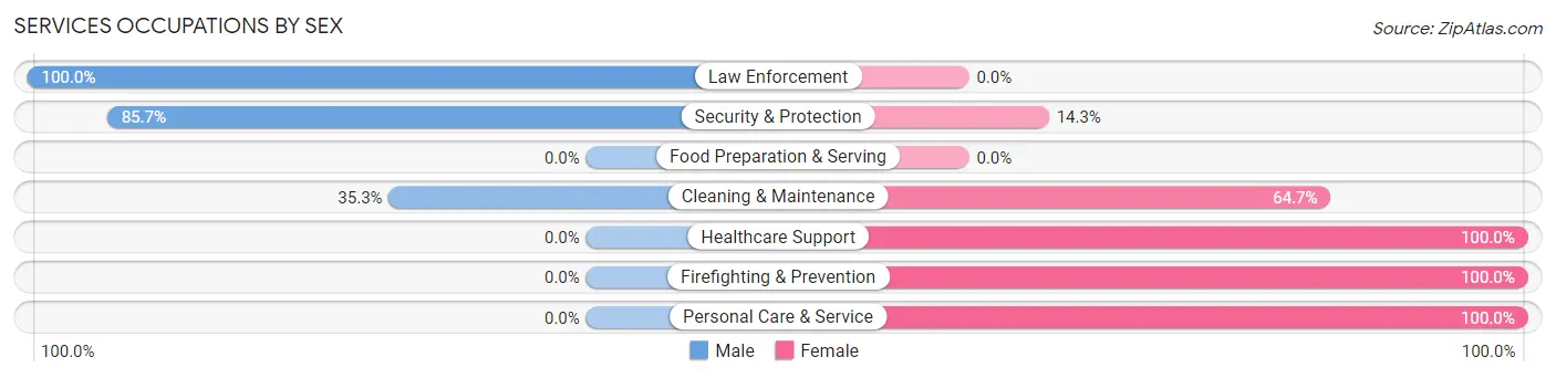 Services Occupations by Sex in Zip Code 67340