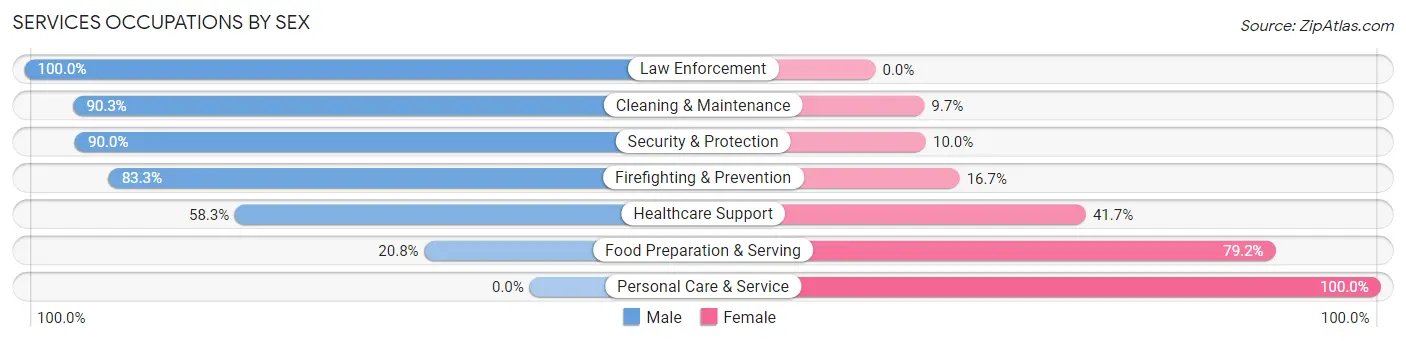 Services Occupations by Sex in Zip Code 67431