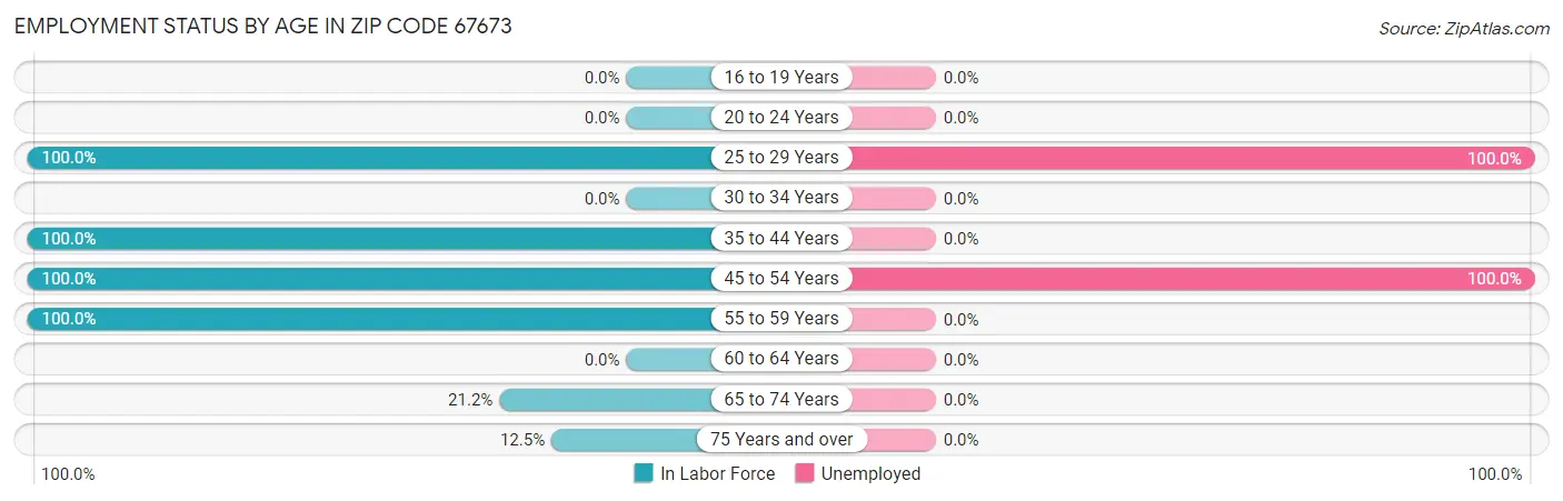 Employment Status by Age in Zip Code 67673