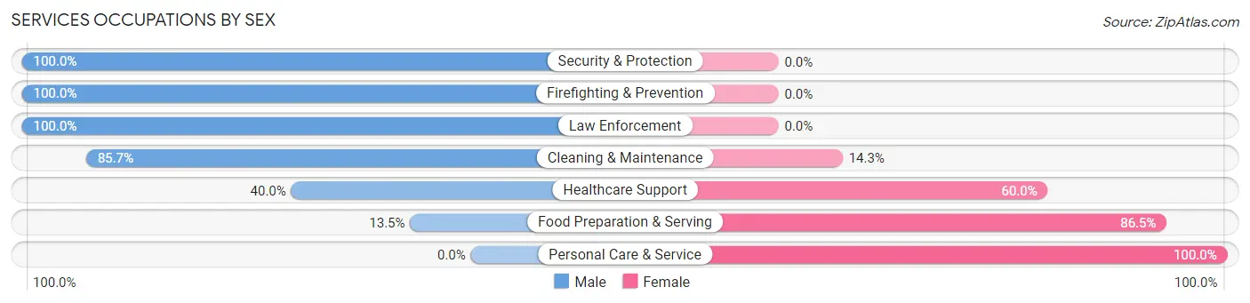 Services Occupations by Sex in Zip Code 67859