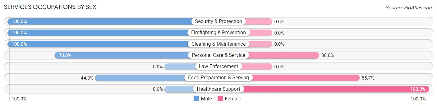 Services Occupations by Sex in Zip Code 68002