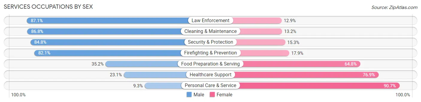 Services Occupations by Sex in Zip Code 68048