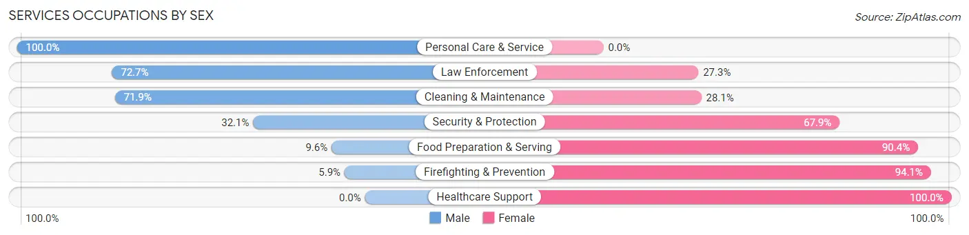 Services Occupations by Sex in Zip Code 68071