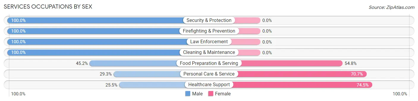 Services Occupations by Sex in Zip Code 68118