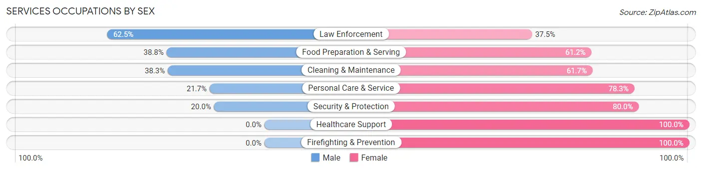 Services Occupations by Sex in Zip Code 68142