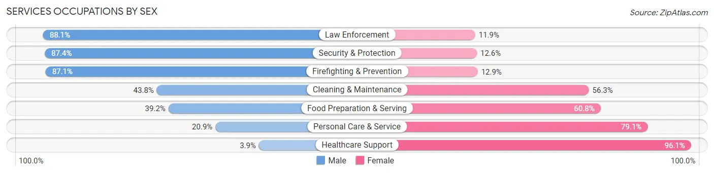 Services Occupations by Sex in Zip Code 68154