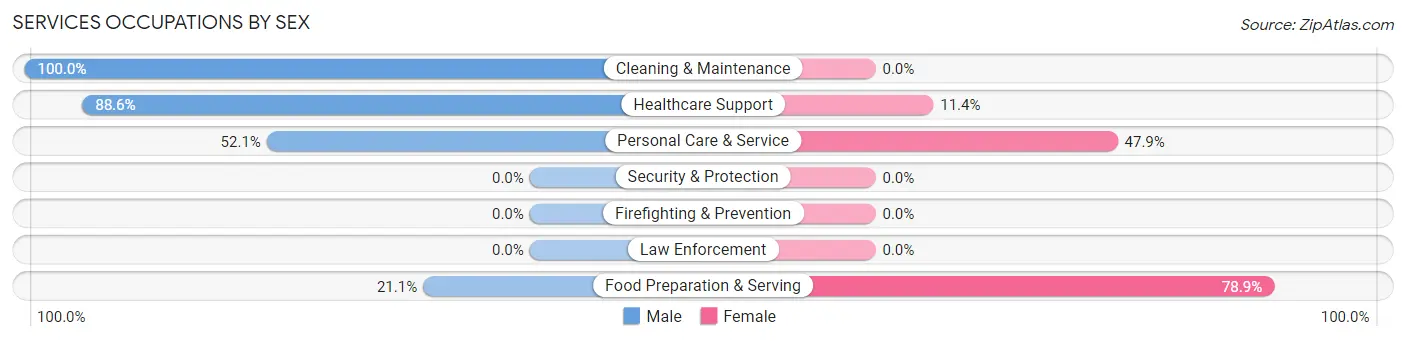 Services Occupations by Sex in Zip Code 68178