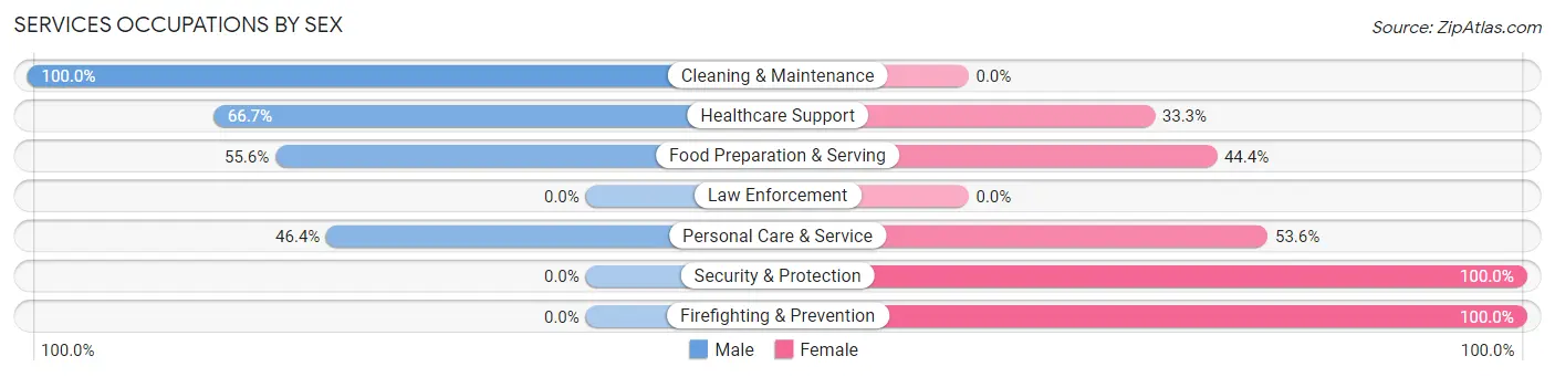 Services Occupations by Sex in Zip Code 68182