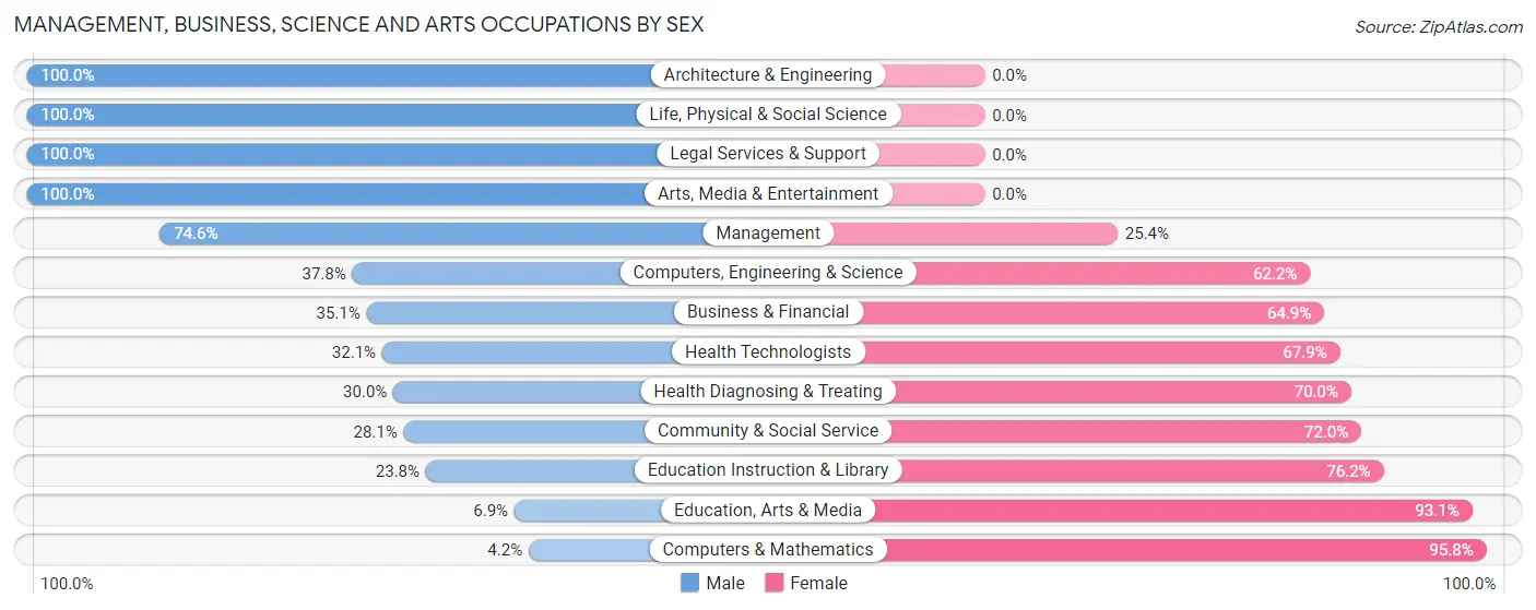 Management, Business, Science and Arts Occupations by Sex in Zip Code 68339