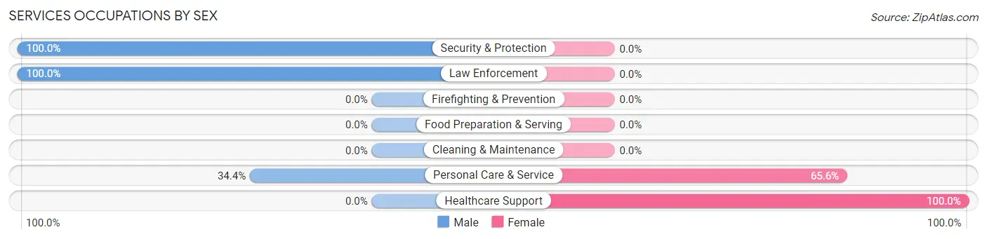 Services Occupations by Sex in Zip Code 68404