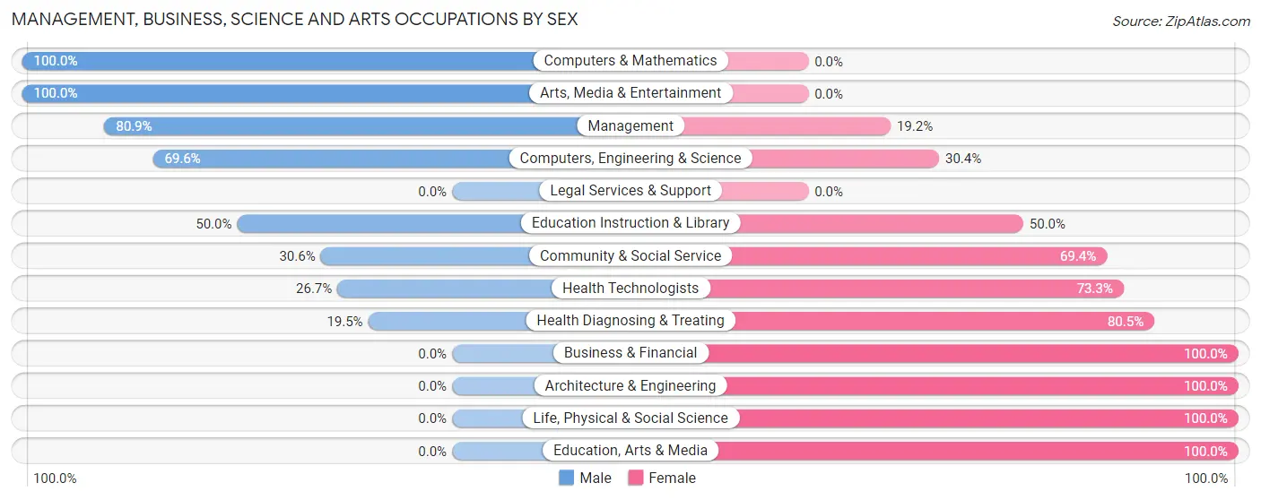Management, Business, Science and Arts Occupations by Sex in Zip Code 68733