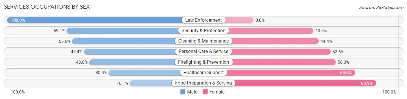 Services Occupations by Sex in Zip Code 68832