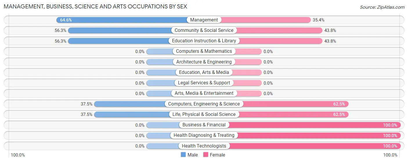 Management, Business, Science and Arts Occupations by Sex in Zip Code 68939