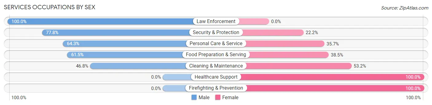 Services Occupations by Sex in Zip Code 69155