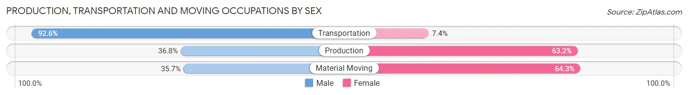 Production, Transportation and Moving Occupations by Sex in Zip Code 69358