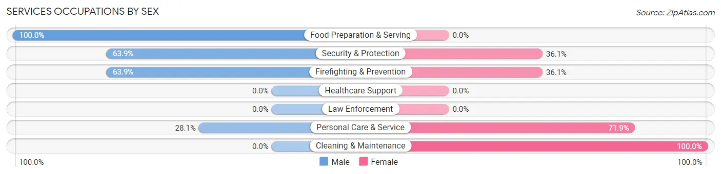 Services Occupations by Sex in Zip Code 70049