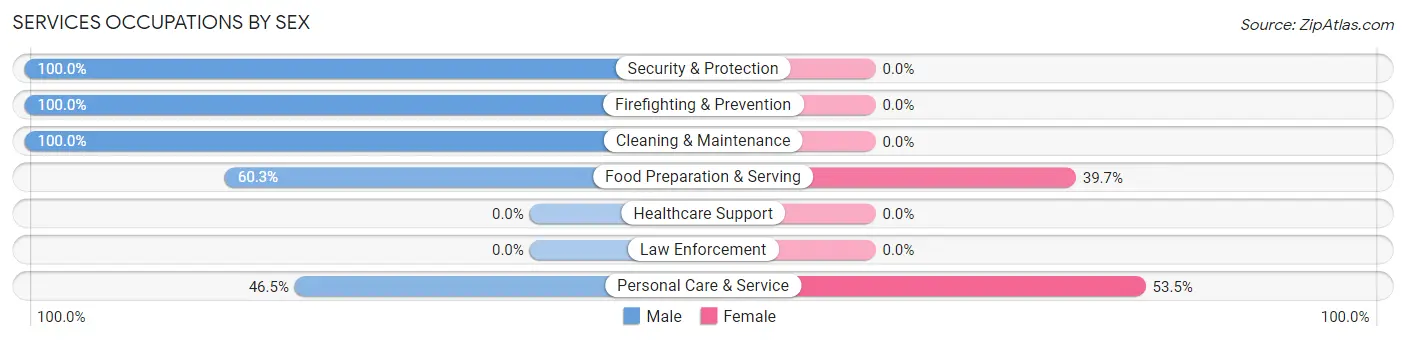 Services Occupations by Sex in Zip Code 70071
