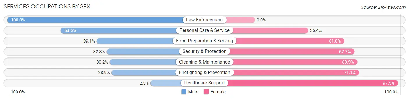 Services Occupations by Sex in Zip Code 70113