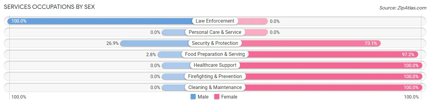 Services Occupations by Sex in Zip Code 70343