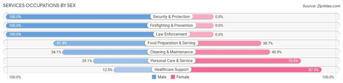 Services Occupations by Sex in Zip Code 70401