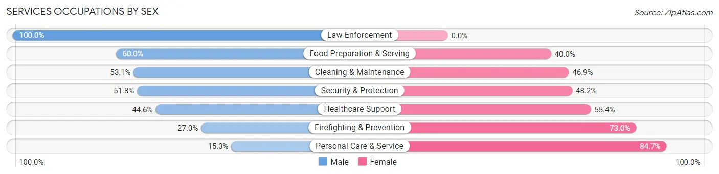 Services Occupations by Sex in Zip Code 70437