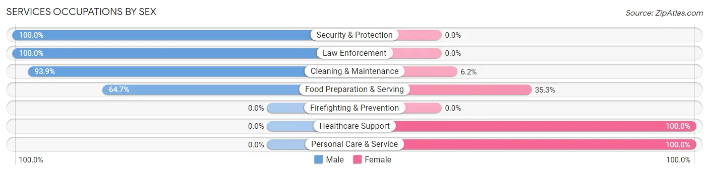 Services Occupations by Sex in Zip Code 70589