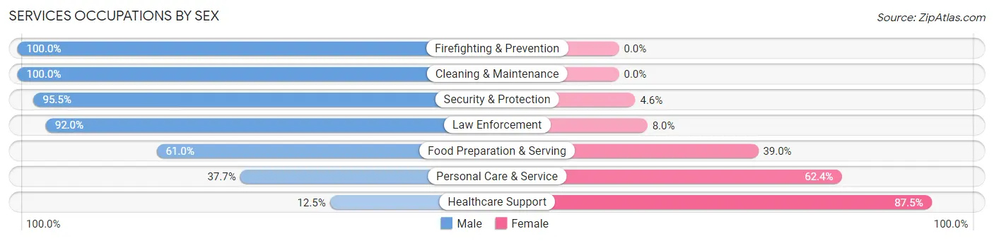 Services Occupations by Sex in Zip Code 70611