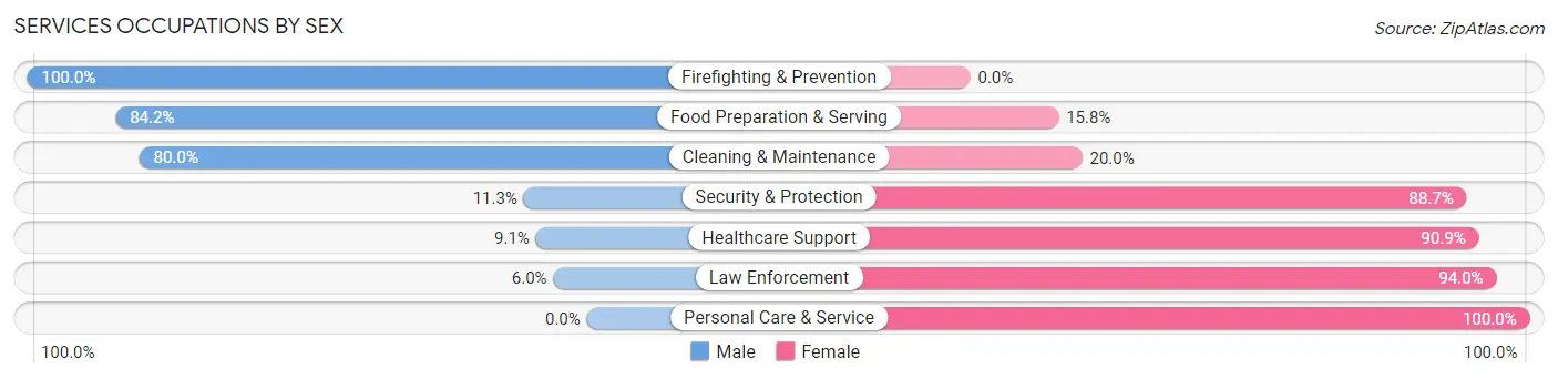 Services Occupations by Sex in Zip Code 70719