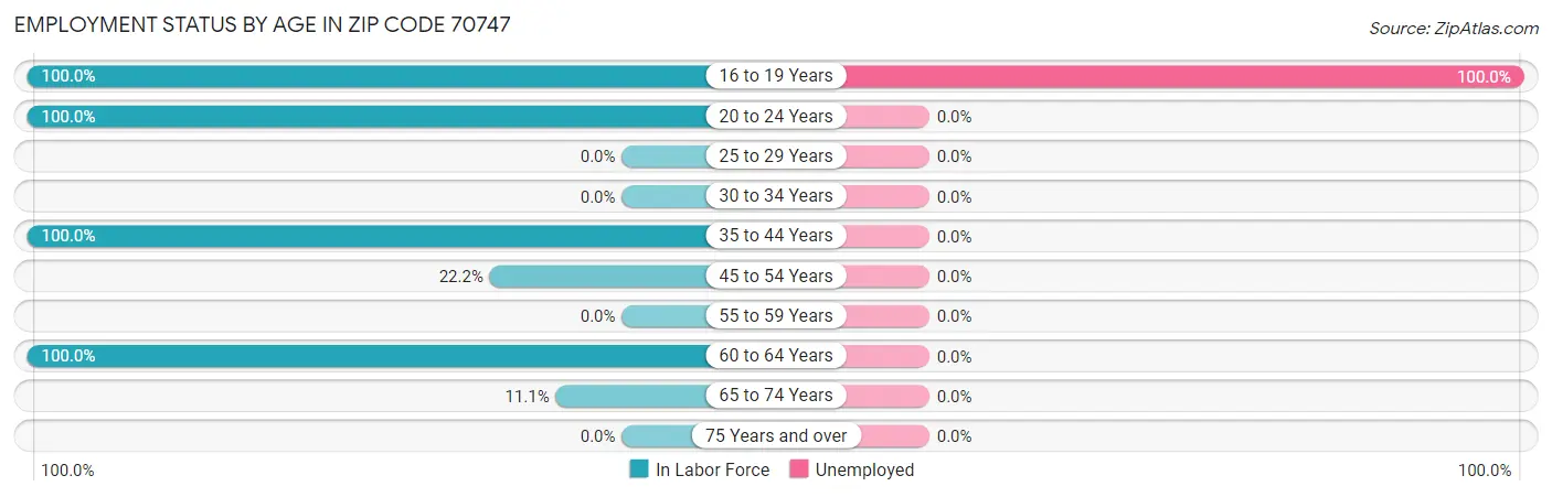 Employment Status by Age in Zip Code 70747