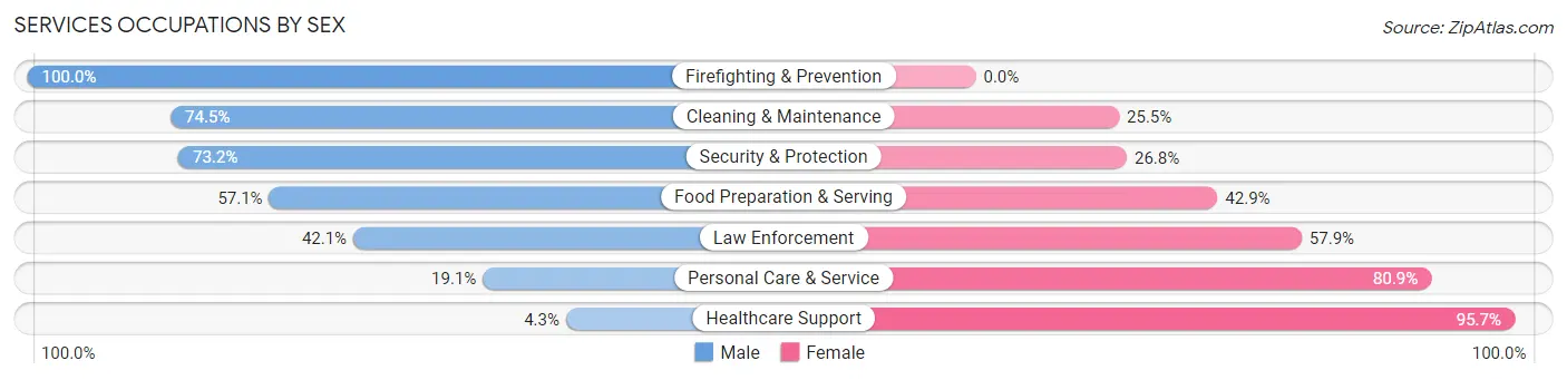 Services Occupations by Sex in Zip Code 71104