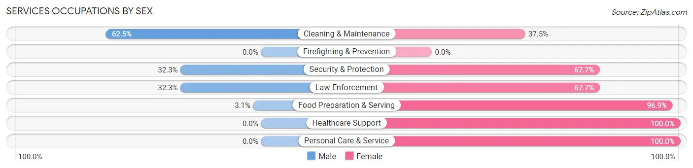 Services Occupations by Sex in Zip Code 71665