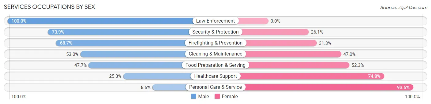 Services Occupations by Sex in Zip Code 73003