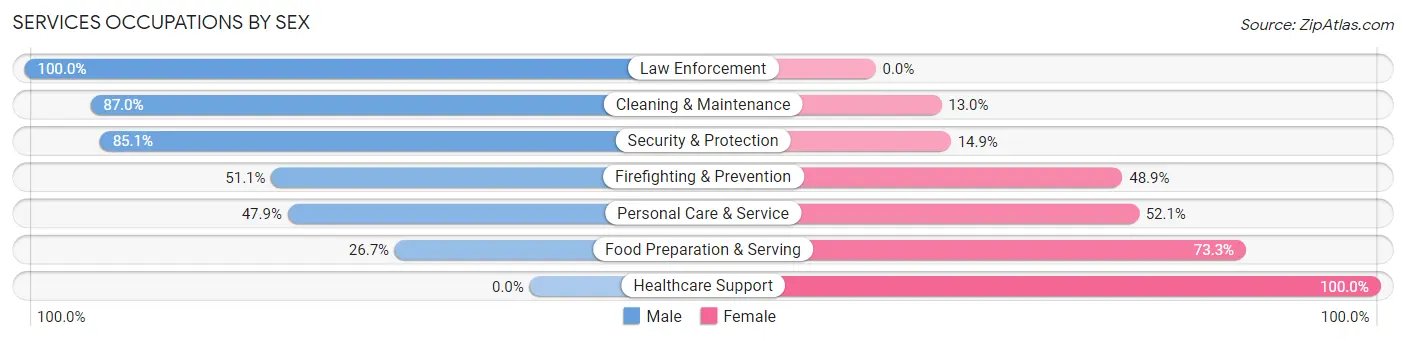 Services Occupations by Sex in Zip Code 73025