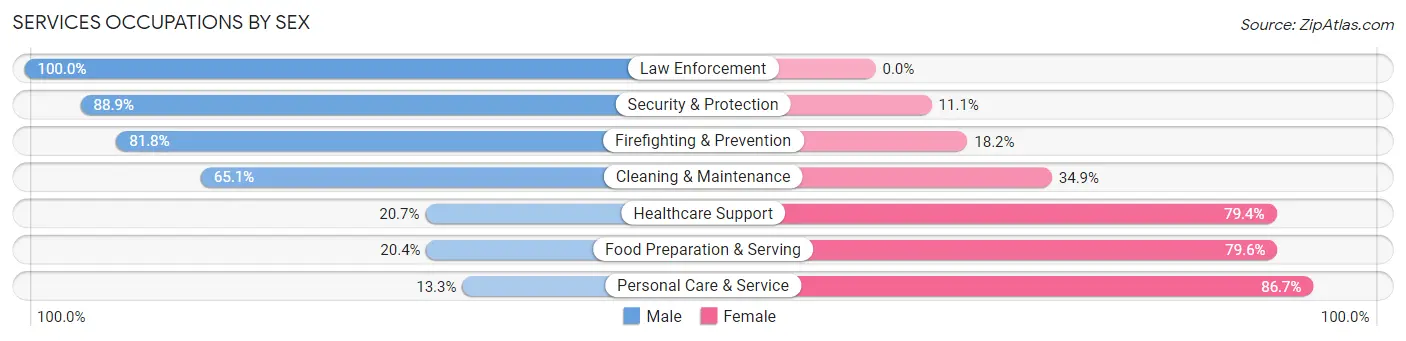 Services Occupations by Sex in Zip Code 73045