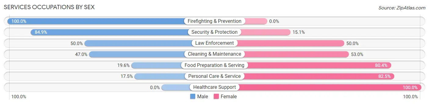 Services Occupations by Sex in Zip Code 73068