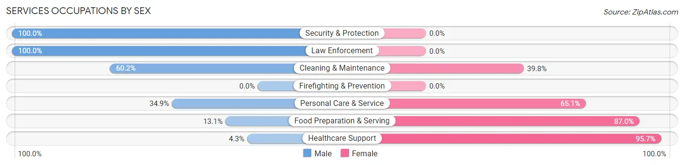 Services Occupations by Sex in Zip Code 73111