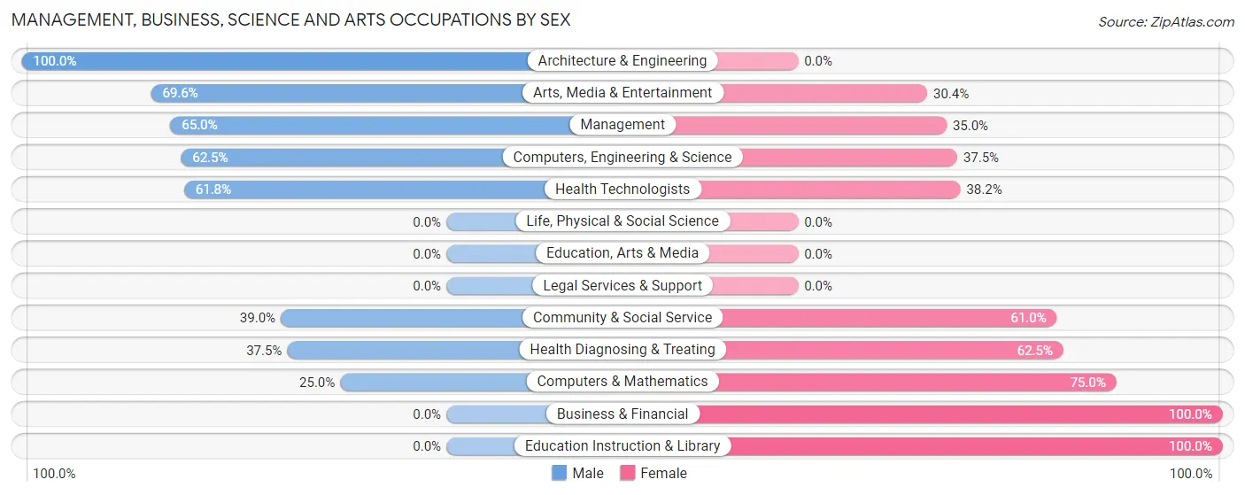 Management, Business, Science and Arts Occupations by Sex in Zip Code 73141