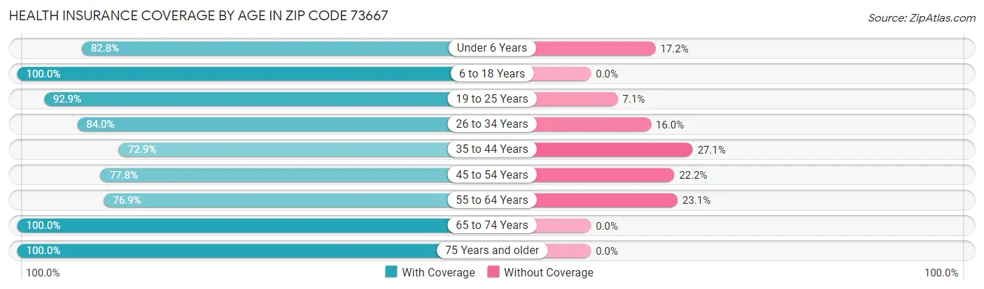 Health Insurance Coverage by Age in Zip Code 73667