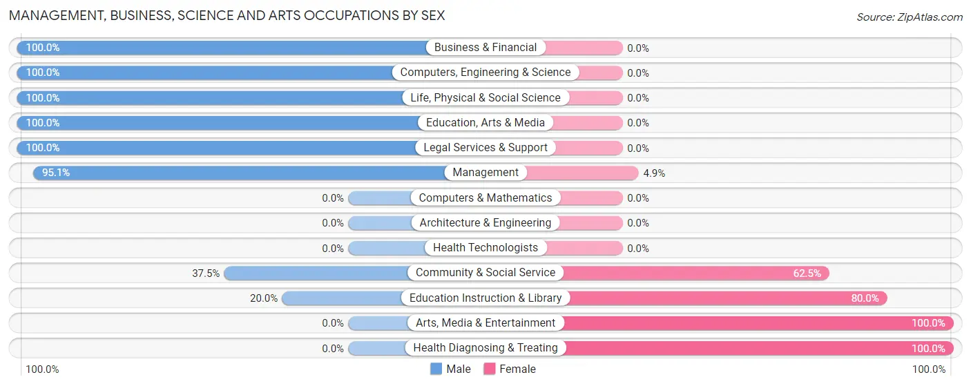 Management, Business, Science and Arts Occupations by Sex in Zip Code 73667